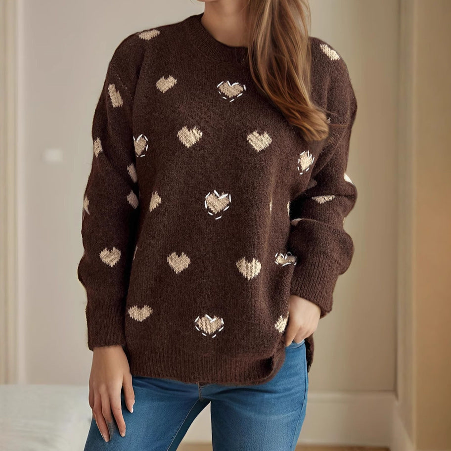 Damen Pullover mit verspieltem Herzdesign und weicher Struktur Drune