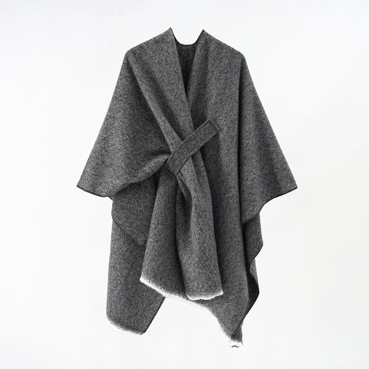 Damen Luxuriöser Oversize Poncho aus hochwertigem Mischgewebe Drune