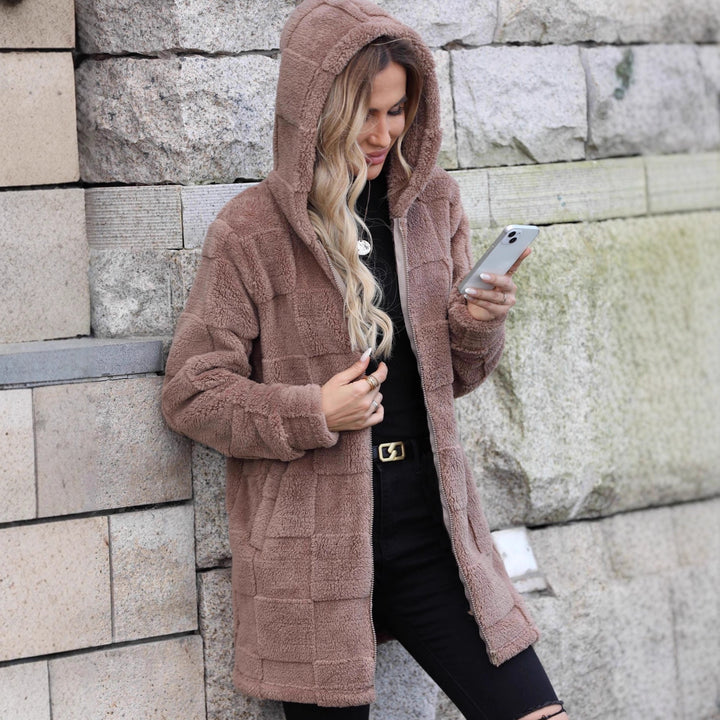 Damen Plüsch-Hoodiejacke mit reißfestem Reißverschluss und praktischen Taschen Drune