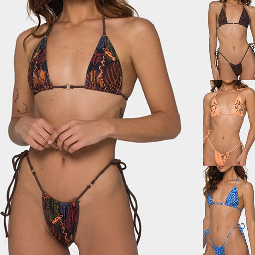 Damen Triangel-Bikini mit verstellbaren Bändern und floralem Design Drune