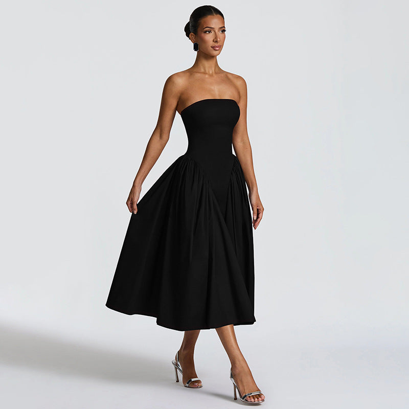 Damen Maxikleid mit schulterfreiem Design und fließendem Schnitt Drune