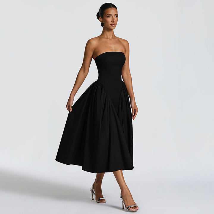 Damen Maxikleid mit schulterfreiem Design und fließendem Schnitt Drune
