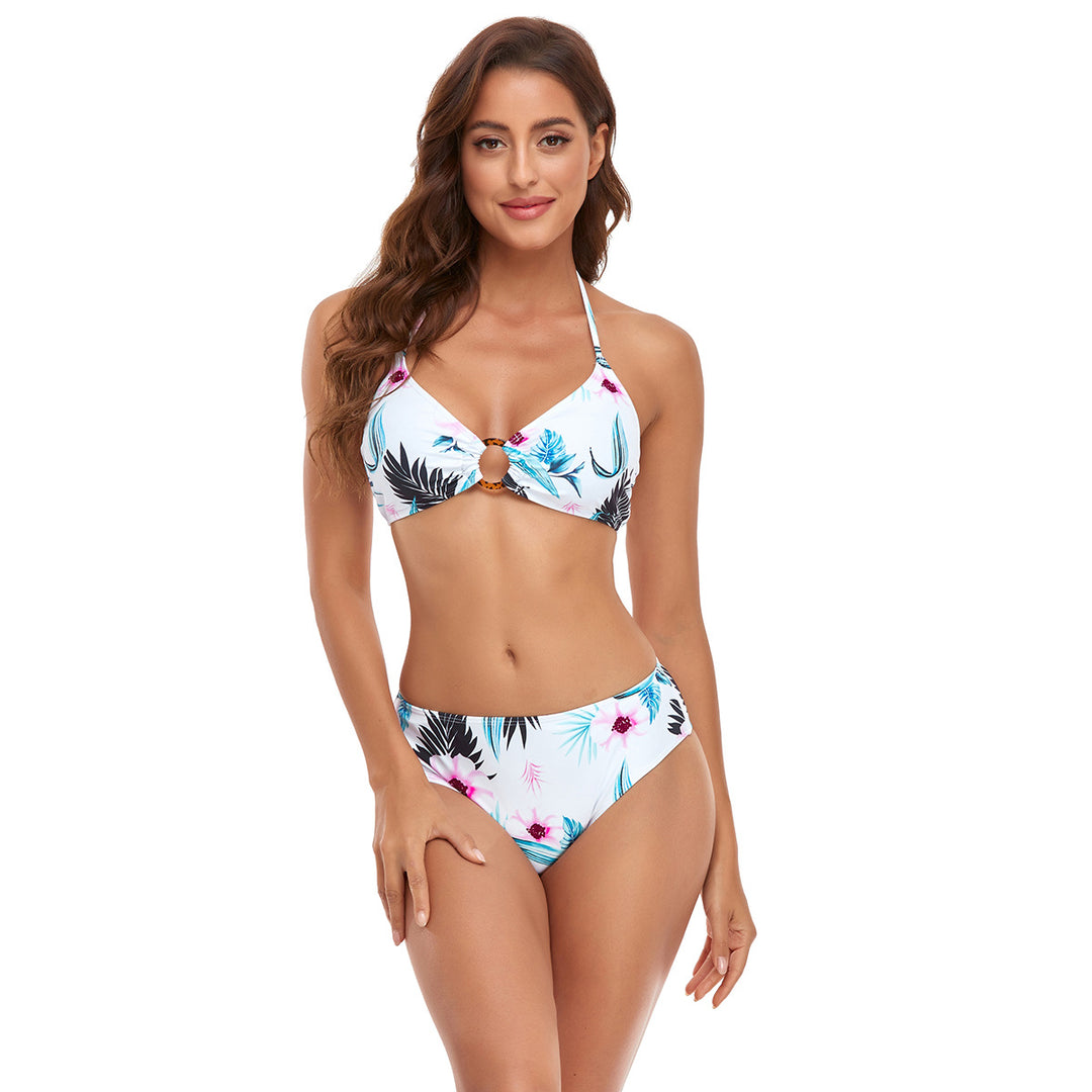 Damen Bikini-Set mit schickem Knotendetail und floralem Unterteil Drune