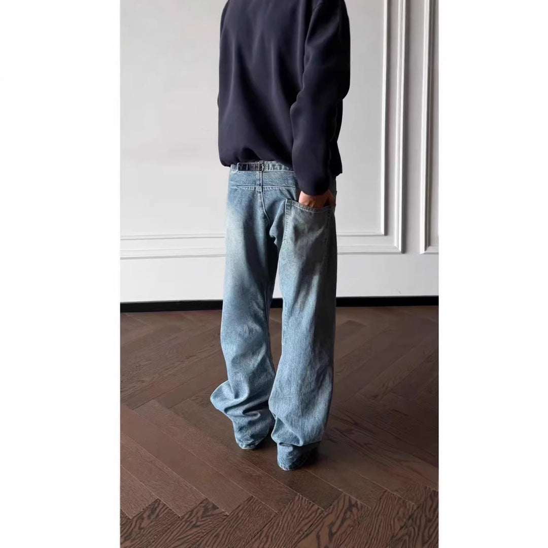 Herren Trendige Weitgeschnittene Denim-Jeans Drune