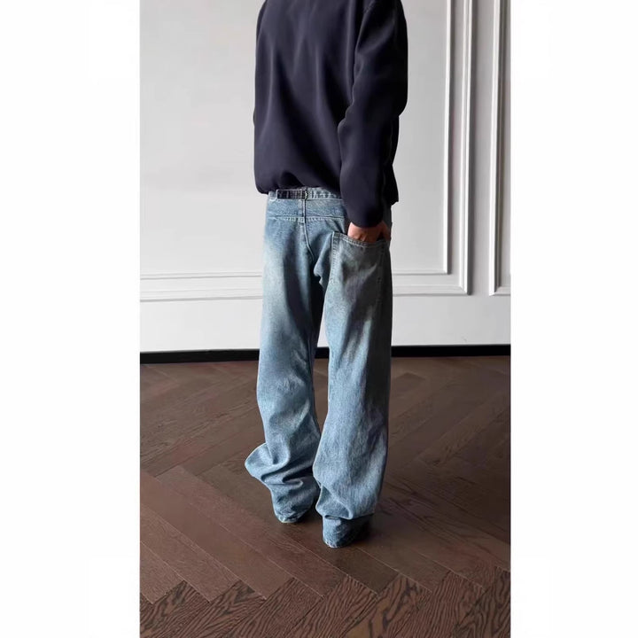 Herren Trendige Weitgeschnittene Denim-Jeans Drune