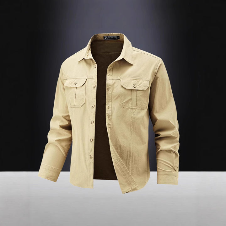 Herren Lässige Hemdjacke mit Brusttaschen Drune