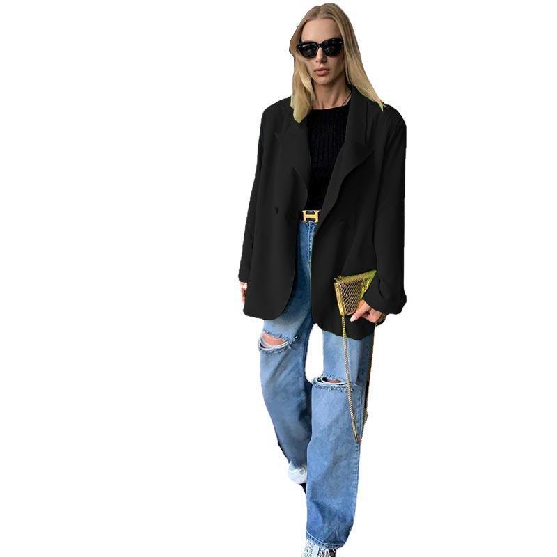 [Damen] Leichter Oversize-Strandblazer als lässiges Cover-Up mit fallendem Revers Drune