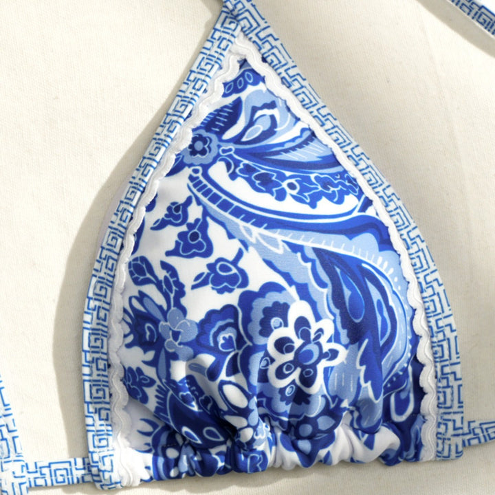 Damen Triangel-Bikini mit floralem Design Drune