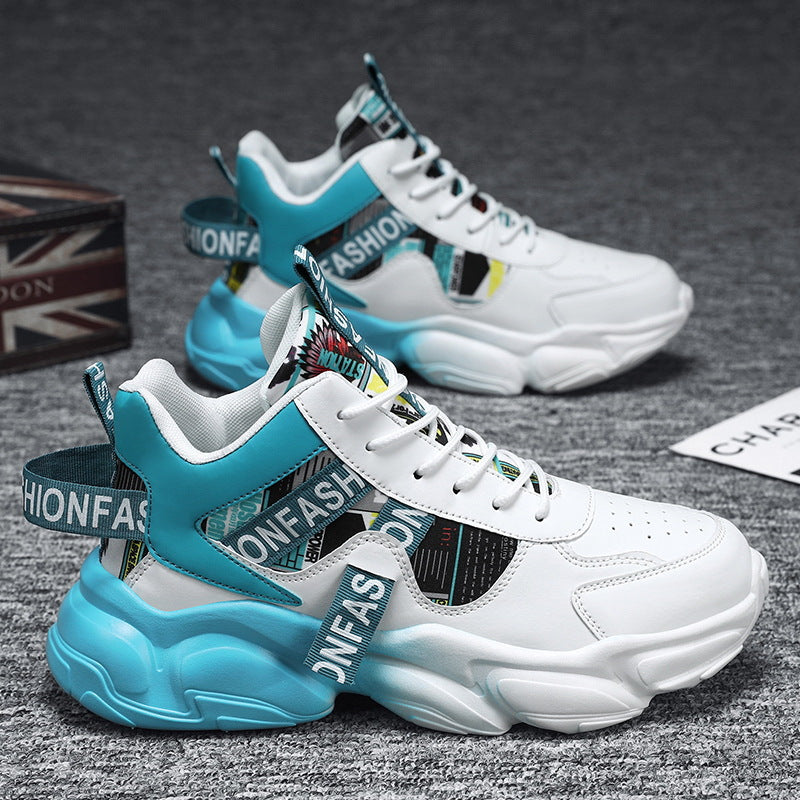Unisex modische Plateau‑Chunky‑Sneaker mit grafischem Print, verstärkter Fersenlasche und dämpfender Hohlkammersohle Drune