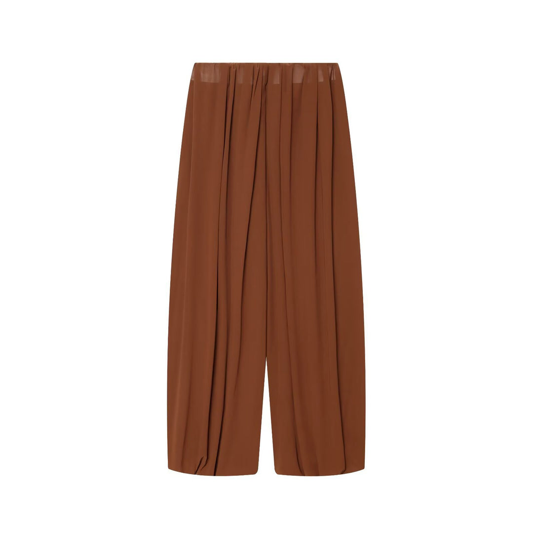 Damen Luftige Chiffon-Kurzbluse mit Drapierung und Ballonärmeln Drune