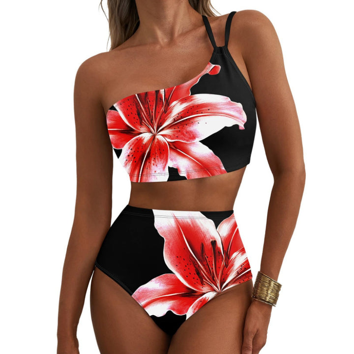 Damen Crop-Top Bikini Set mit floralem Design Drune