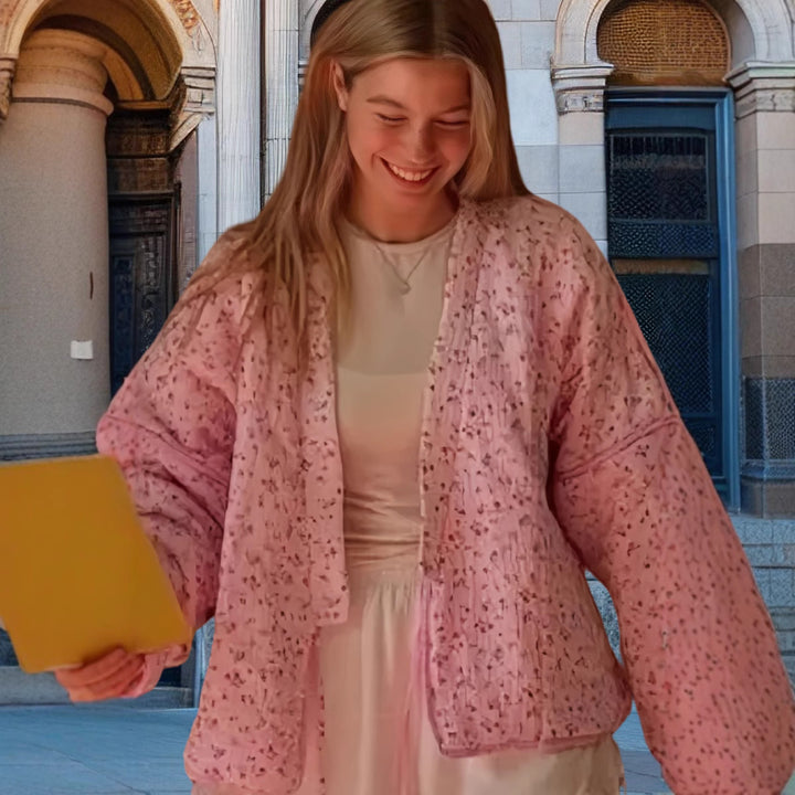 Damen Strickjacke mit floralen Mustern und lässigem Schnitt Drune