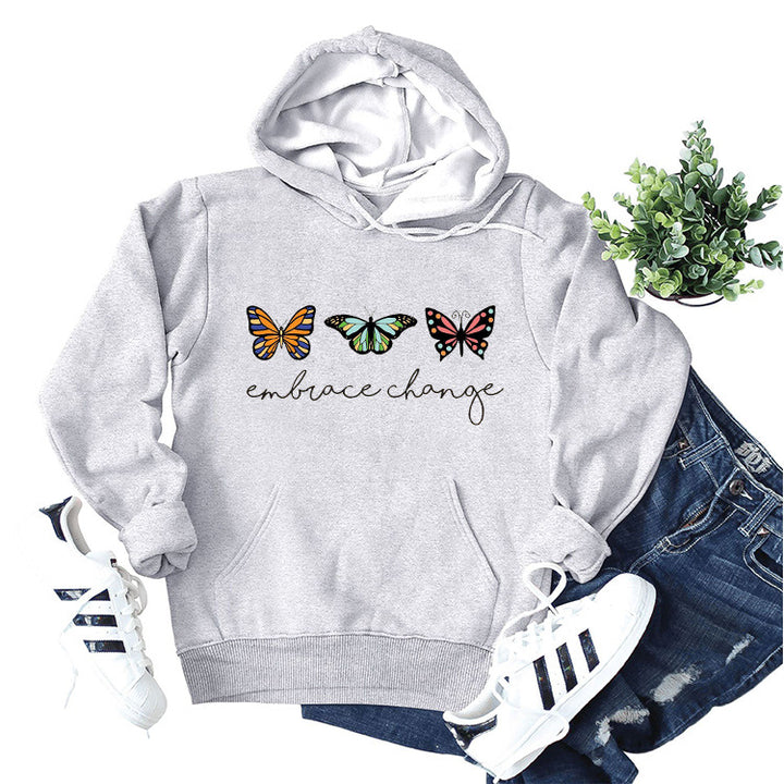 Damen Kapuzenpullover mit inspirierendem Schmetterlingsmotiv und motivierender Botschaft Drune