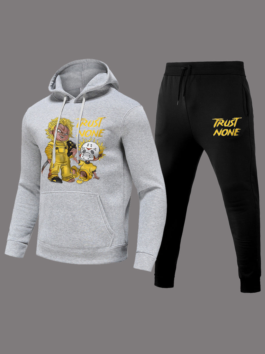 Damen Sportliches Hoodie- und Jogginghose-Set mit kreativen Grafikdesigns Drune