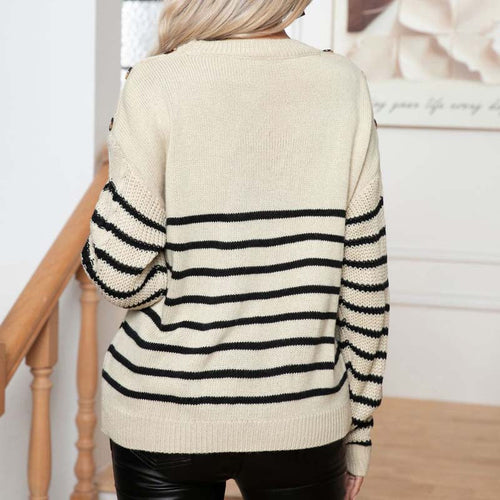 Drune | Gestreifter Kabelpullover