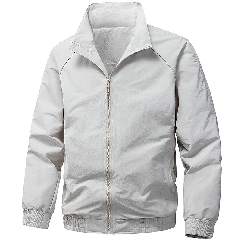 Herren Technische Microfaser-Softshelljacke im Bomberstil mit Stehkragen und Reißverschlusstaschen Drune