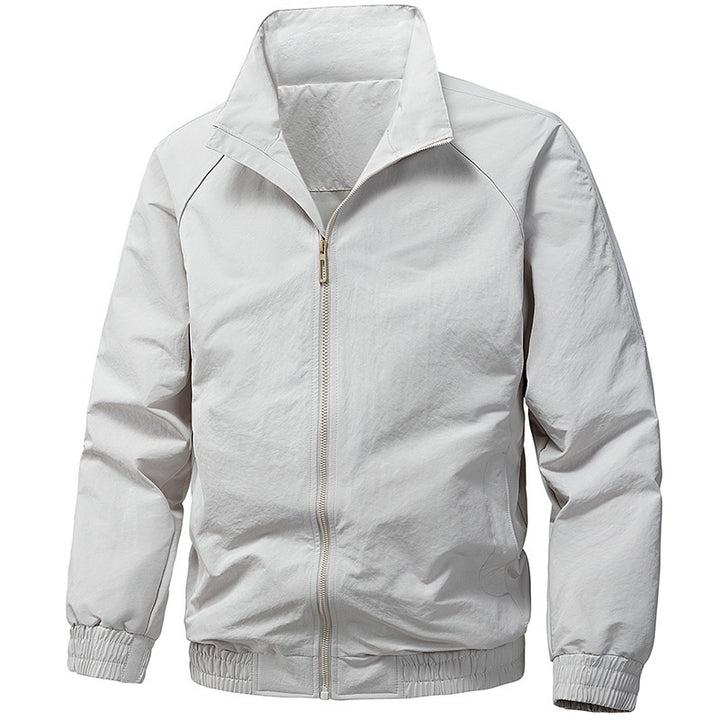Herren Technische Microfaser-Softshelljacke im Bomberstil mit Stehkragen und Reißverschlusstaschen Drune