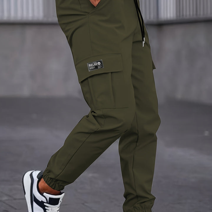 Herren Cargo-Jogginghose mit Tunnelzug, tapered Schnitt & aufgesetzten Klappentaschen Drune