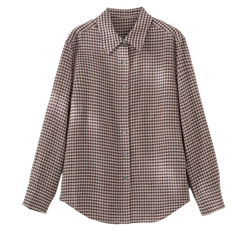 Damen Karierte Oversize-Hemdenbluse mit durchgehender Knopfleiste Drune