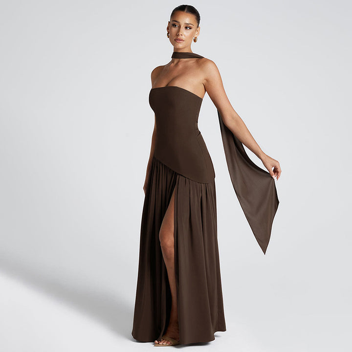 Damen Maxikleid mit raffiniertem Cut-Out-Design und asymmetrischem Saum Drune