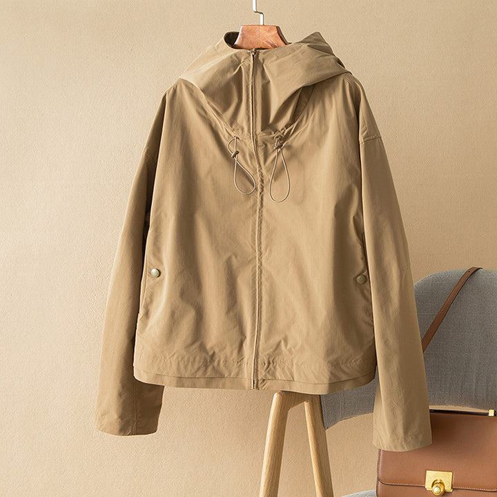 Damen Leichte Kapuzenjacke mit Boxy‑Silhouette und Kordelzug Drune