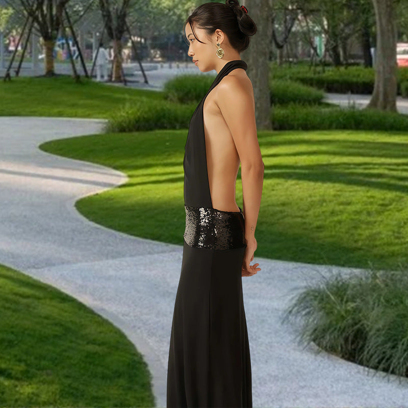 Damen Elegantes Abendkleid mit schimmerndem Gürtel Drune