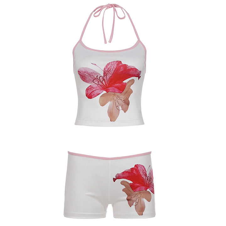 Damen Schlafset mit floralem Design und verstellbaren Trägern Drune