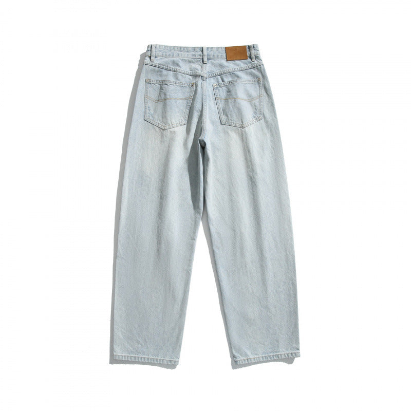 Damen Baggy-Denimhose mit hohem Bund, Destroyed-Details und geradem Bein Drune