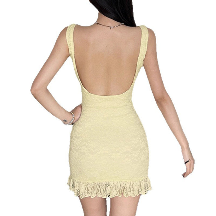 Damen Spitzenkleid mit zarten Rüschendetails und figurbetontem Schnitt Drune