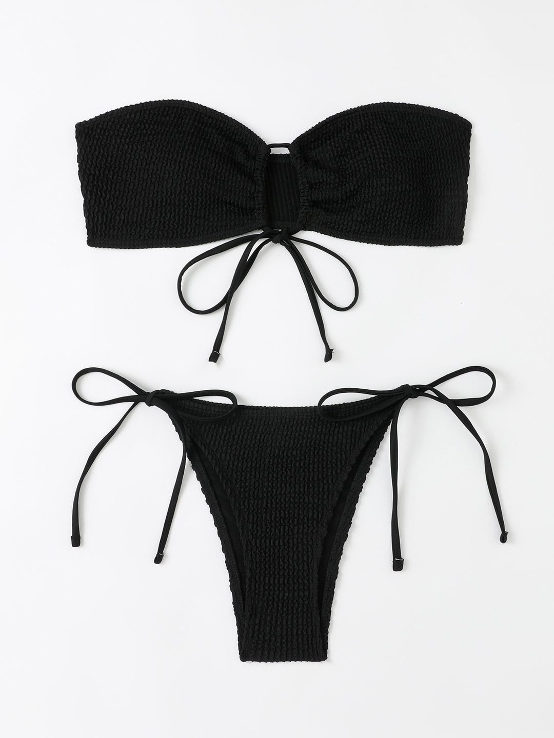 Damen Bandeau-Bikini-Set mit Klettverschluss und verstellbaren Bindebändern Drune