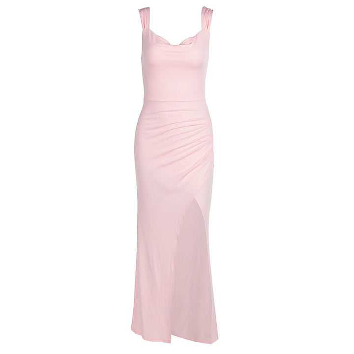 Damen Figurbetontes Maxi-Kleid mit elegantem Schlitz und Raffungen Drune