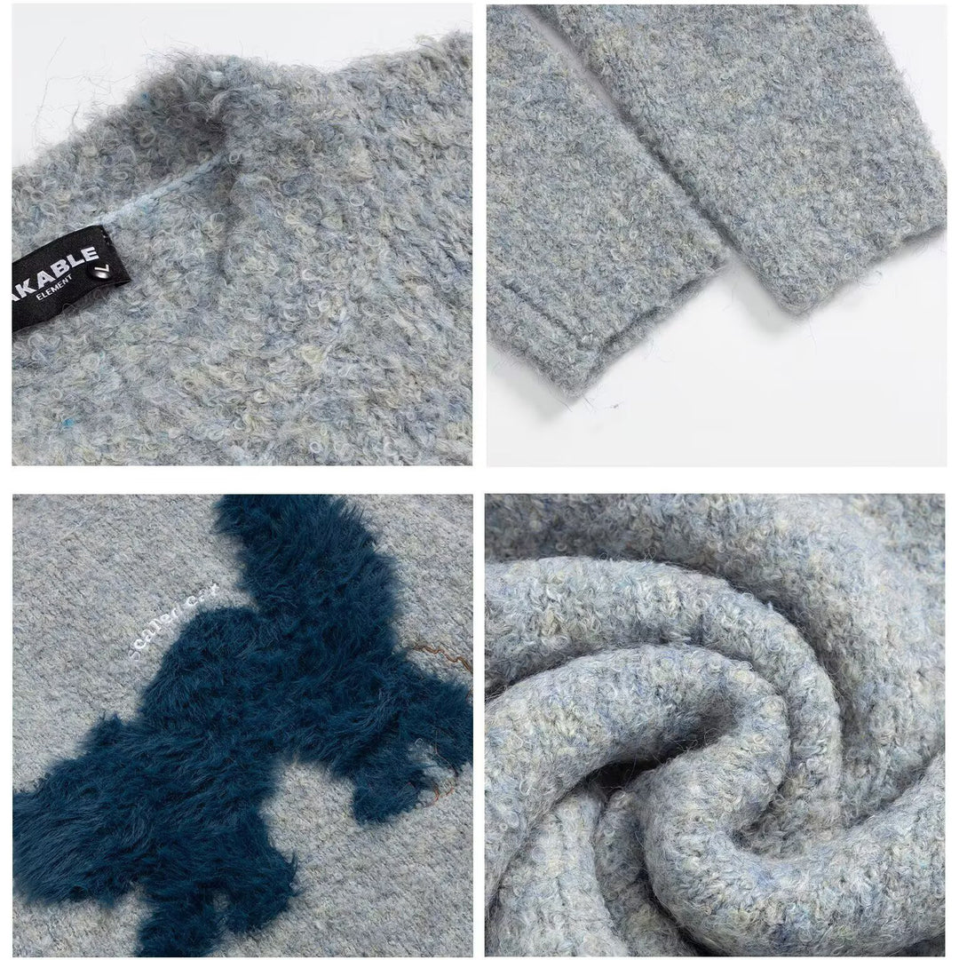 Damen Gemütlicher Pullover mit Effektgarn und Tiermotiv Drune
