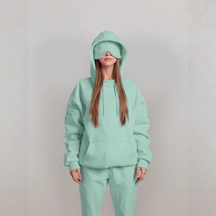 Damen kuscheliger Oversized Hoodie mit integrierter Augenmaske Drune