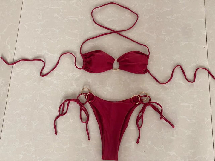 Damen Bandeau-Bikini mit goldenen Akzenten Drune