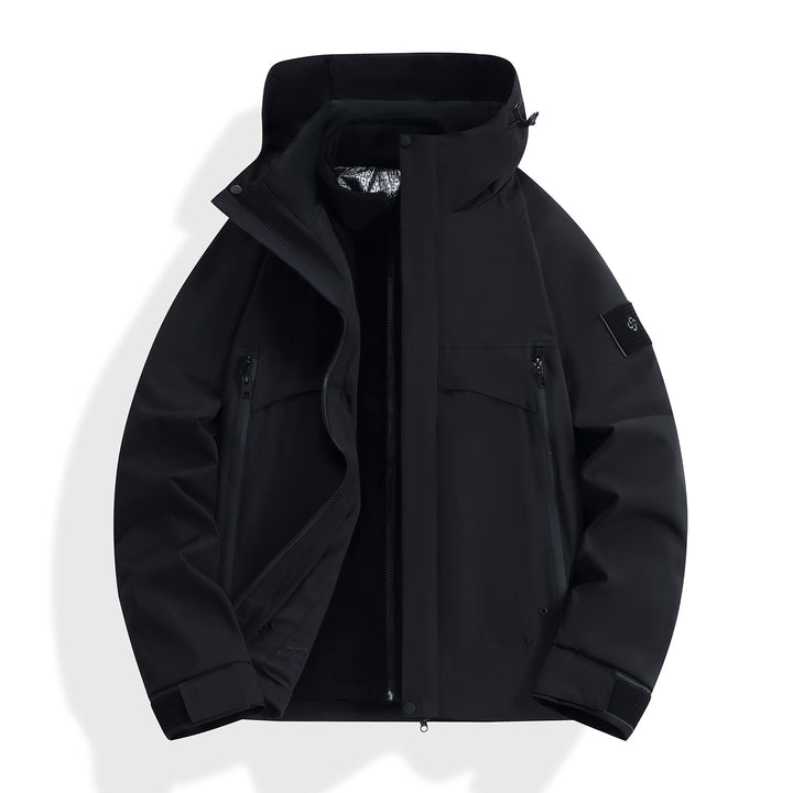 Damen wasserdichter modularer Parka mit abnehmbarer Fleece-Innenjacke und technischer Kapuze Drune