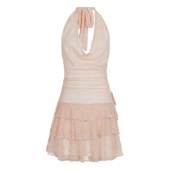 Damen elegantes Wickelkleid mit Rüschendetails und verstellbarem Halter Drune