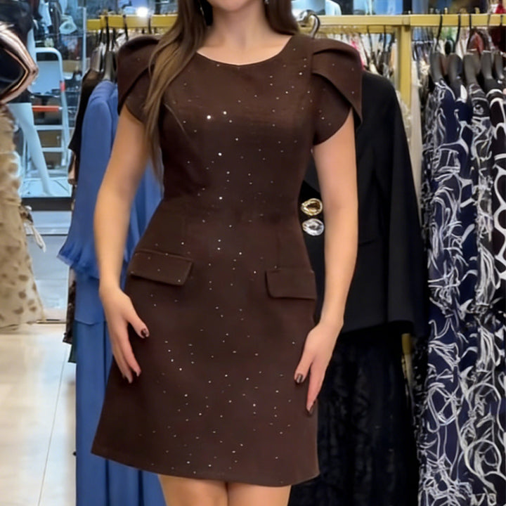 Damen Elegantes Kleid mit funkelnden Akzenten und taillierten Taschen Drune