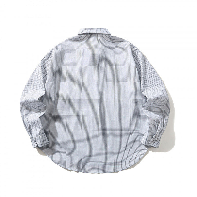 Unisex Leichtes kariertes Overshirt mit Hemdkragen, seitlichen Eingrifftaschen und abgerundetem Saum Drune
