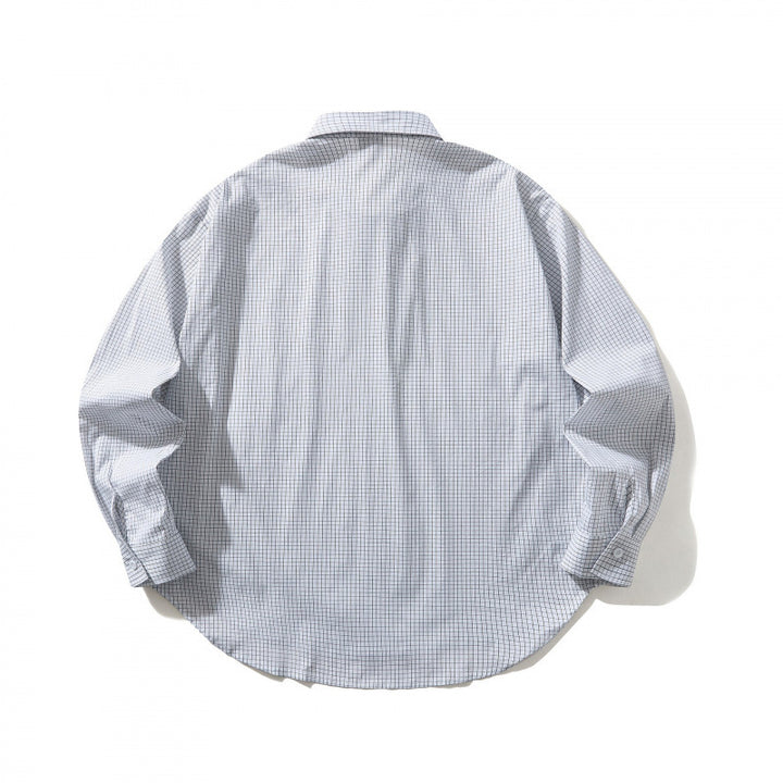 Unisex Leichtes kariertes Overshirt mit Hemdkragen, seitlichen Eingrifftaschen und abgerundetem Saum Drune