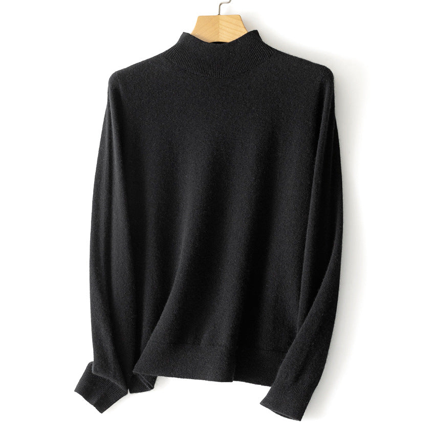 Damen Feiner Stehkragen-Pullover aus Kaschmir-Mix mit gerippten Abschlüssen Drune