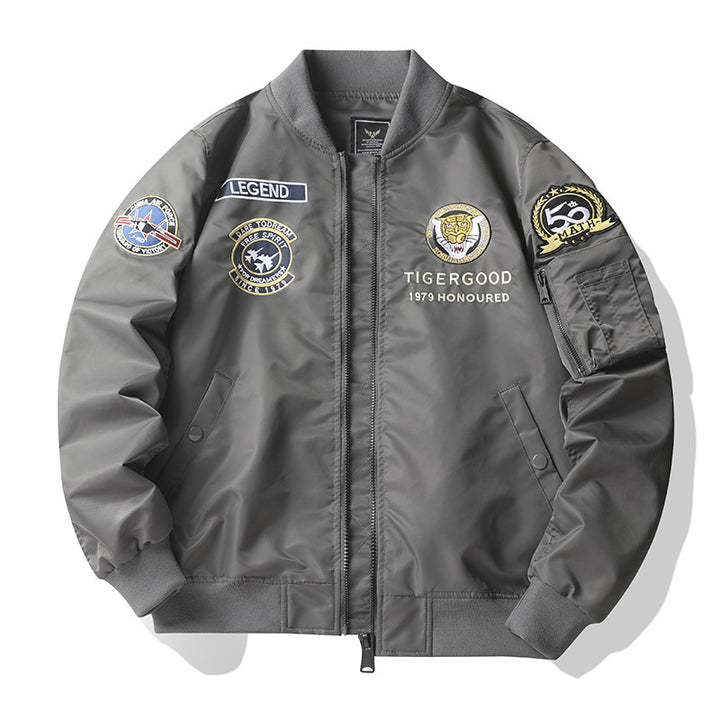 Herren Sportliche Bomberjacke mit vielen detaillierten Patches Drune
