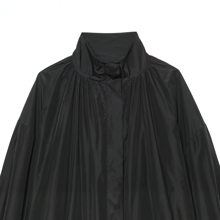 Damen Oversize Regenblouson im Cocoon‑Schnitt mit hohem Stehkragen und elastischem Saum Drune