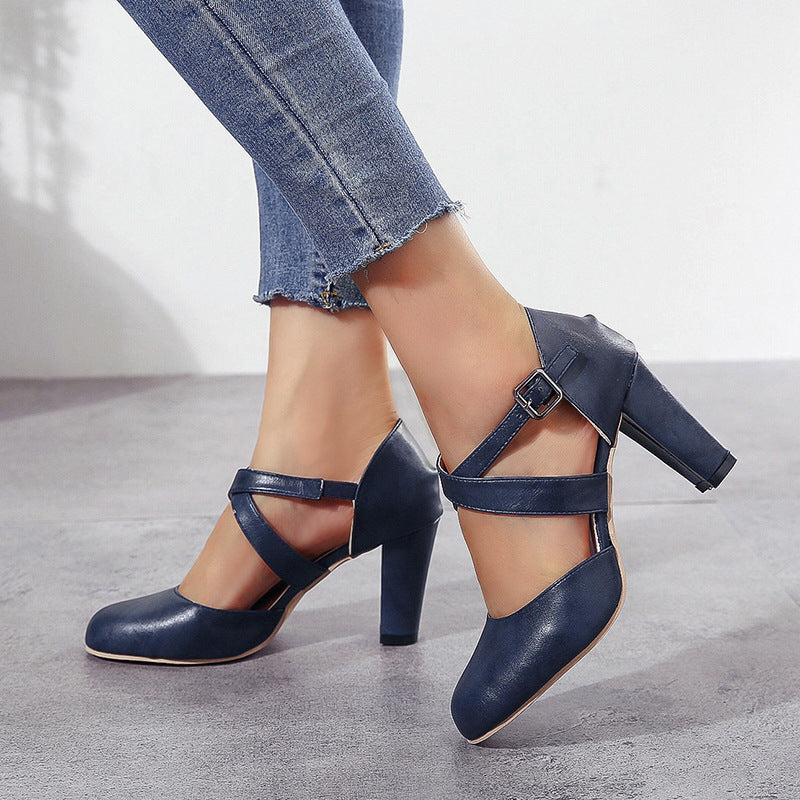 Damen Hochwertige Riemchen-Pumps mit Blockabsatz Drune