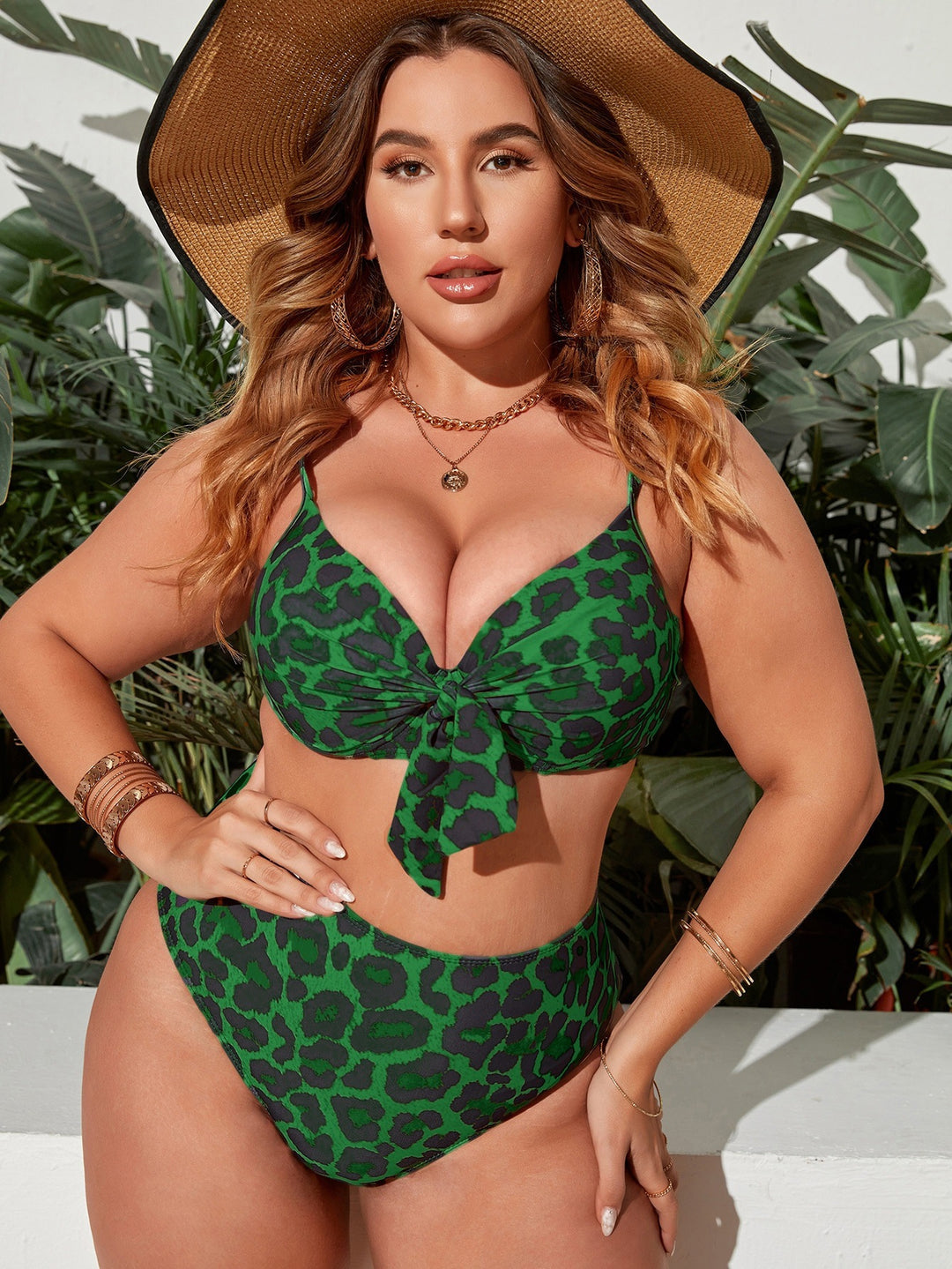 Damen Hochtailliertes Triangel-Bikini-Set mit Schleifen-Detail Drune