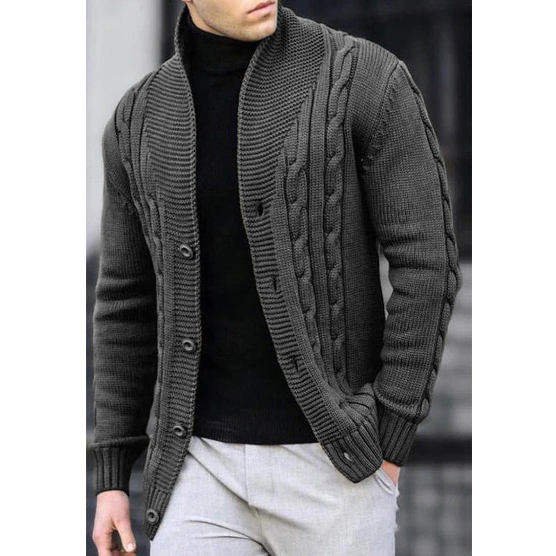 Herren Strickjacke mit robustem Zopfmuster und langlebigem Knopfverschluss Drune