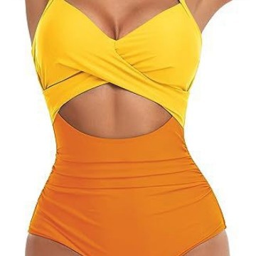 Damen Einteiliger Badeanzug mit elegantem Wickelschnitt Drune