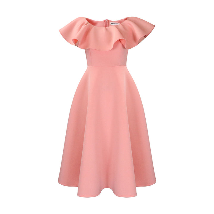 Damen Midikleid mit elegantem Volant und tailliertem Schnitt Drune