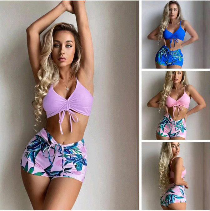 Damen Modisches Bikini-Set mit hohem Bund Drune