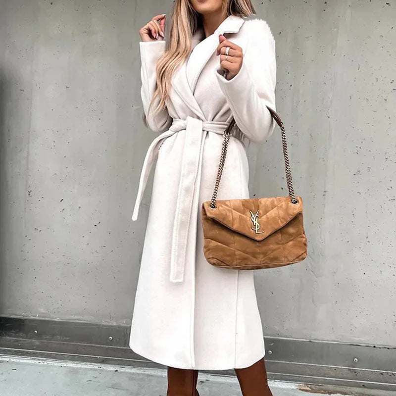 Damen eleganter und warmer Wollmantel Drune