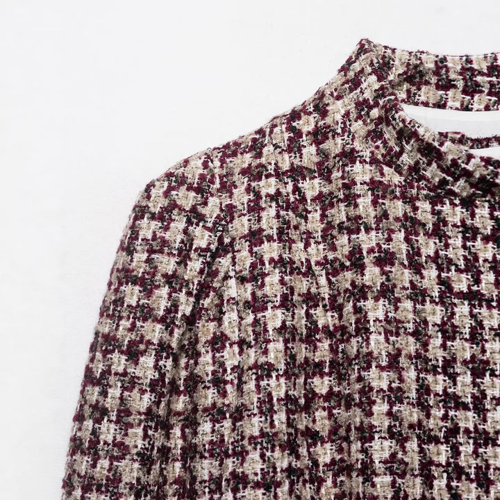 Damen Kurz geschnittene Bouclé‑Tweedjacke mit Stehkragen und Kunstfellmanschetten Drune